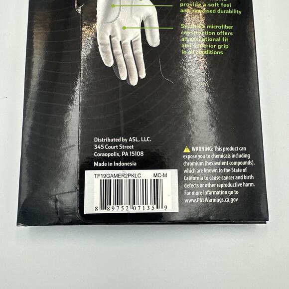 Top-Flite Gamer Golf Gloves 2-Pack Men’s Cadet Left Medium Black White – NEW - Picture 3 of 5
